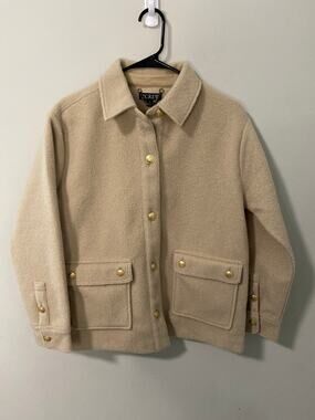 J.Crew Wool Blend Jacket Cream Gold Button Utility Size Small